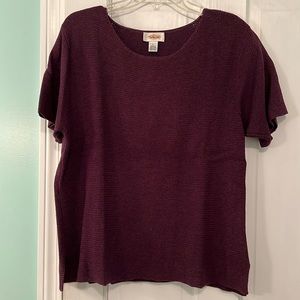 TALBOTS PURPLE SHORT SLEEVE SWEATER LARGE EUC